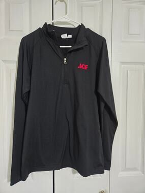 Ace hardware small women's black partial zip athletic style top